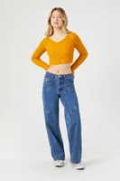 Women's Cropped Rib-Knit Sweater