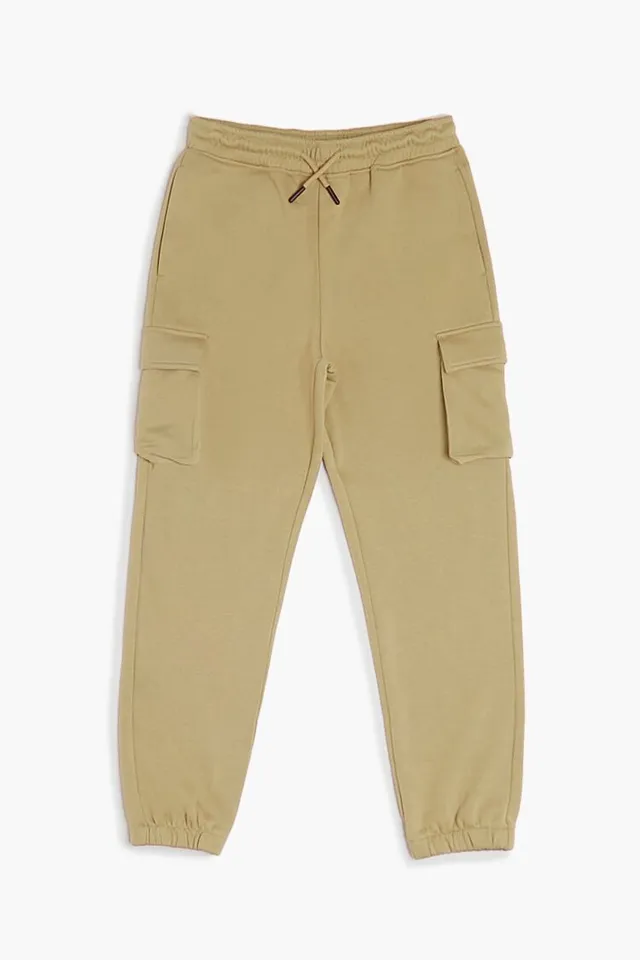 Forever 21 Girls Twill Paperbag Joggers (Kids) in Tan, 13/14