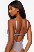 Women's Shimmer Lace Lingerie Bodysuit in Shadow Grey Small