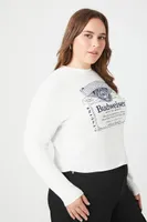 Women's Budweiser Graphic Crop Top in Cream, 0X