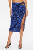 Women's Zebra Cutout Crop Top & Midi Skirt Set in Blue Medium