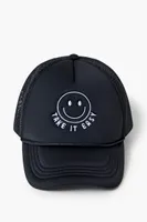 Kids Take It Easy Trucker Cap (Girls + Boys) in Black/White