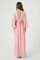 Women's Butterfly-Sleeve Flounce Maxi Dress