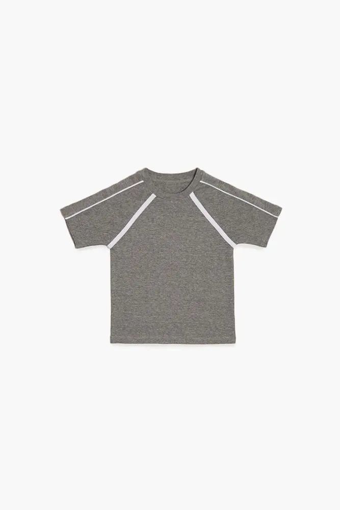 Girls Striped-Trim T-Shirt (Kids) in Heather Grey/White, 11/12