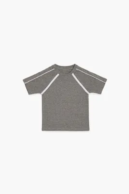 Girls Striped-Trim T-Shirt (Kids) Heather Grey/White,