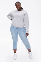 Women's Fleece Drop-Sleeve Pullover in Heather Grey, 0X