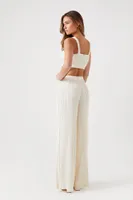 Women's Chiffon Crop Top & Pants Set in Ivory Small