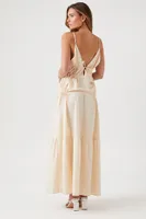 Women's Plunging Poplin Maxi Dress Sandshell