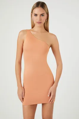 Women's Contour One-Shoulder Mini Dress in Toasted Almond Medium