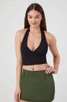 Women's Sweater-Knit Halter Crop Top