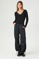 Women's Seamless Ribbed Knit Top in Black Small