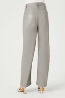 Women's Faux Leather Straight-Leg Pants Grey