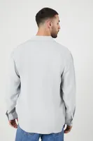 Men Rayon-Blend Pocket Shirt in Light Grey Medium