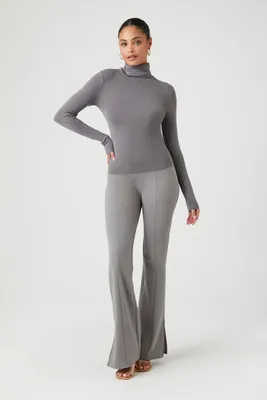 Women's Split-Hem Flare Leggings in Grey Medium