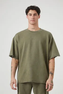 Men Mineral Wash Crew T-Shirt in Light Olive Medium