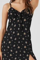 Women's Floral Print Cami Midi Dress in Black, XS