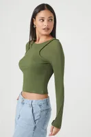 Women's Reworked Long-Sleeve Top in Olive, XS