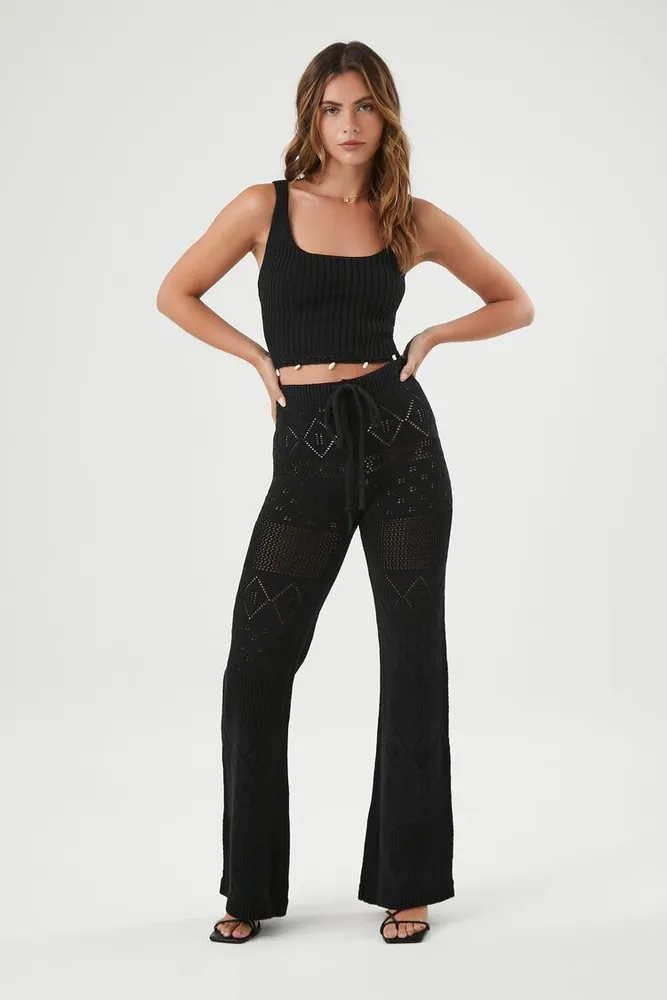 Forever 21 Women's Sweater-Knit Tank Top & Pants Set in Black Large