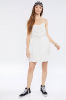 Women's Floral Eyelet Cami Mini Dress in Vanilla Small