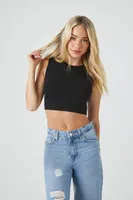 Women's Cropped Crew Muscle T-Shirt in Black Large