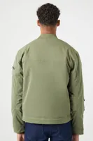 Men Pocket Trucker Jacket in Olive Large