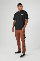 Men Utility Cargo Joggers in Brown, XXL