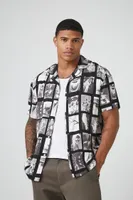 Men Rayon Photo Print Shirt in Black, XXL