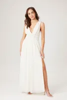 Women's Chiffon Sleeveless Midi Dress in Ivory Small