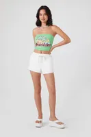 Women's Frayed Drawstring Shorts in Ivory Small