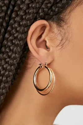 Women's Dual Hoop Earrings in Gold