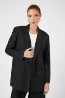 Women's Double-Breasted Notched Blazer in Black Small