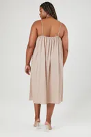 Women's Relaxed Cami Midi Dress in Taupe, 3X