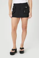 Women's Twill Cargo Mini Skirt in Black, XS