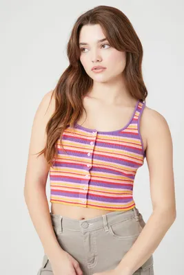 Women's Striped Sweater-Knit Tank Top