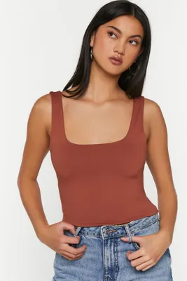 Women's Cropped Tank Top in Cocoa Large