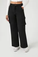 Women's Twill Drawstring Cargo Pants in Black Large