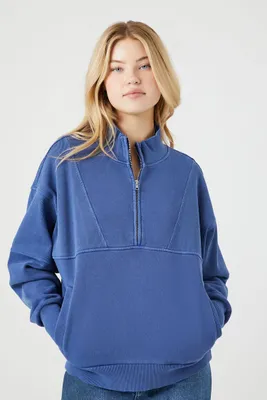 Women's Half-Zip Fleece Pullover in Blue Medium