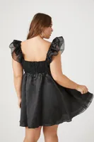 Women's Organza Mini Dress in Black, 3X