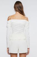 Women's Ruched Off-the-Shoulder Crop Top in White Small