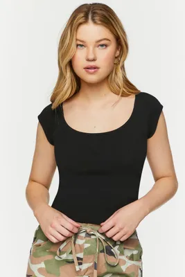 Women's Ribbed Cap Sleeve Crop Top