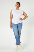 Women's Ruched Muscle T-Shirt in White, 1X