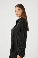 Women's Glitter High-Low Shirt in Black, XS