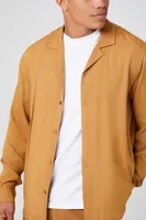 Men Rayon Long-Sleeve Shirt in Light Brown Small