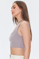 Women's Ribbed Knit Crop Top in Mocha Large