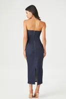 Women's Denim Midi Tube Dress Dark