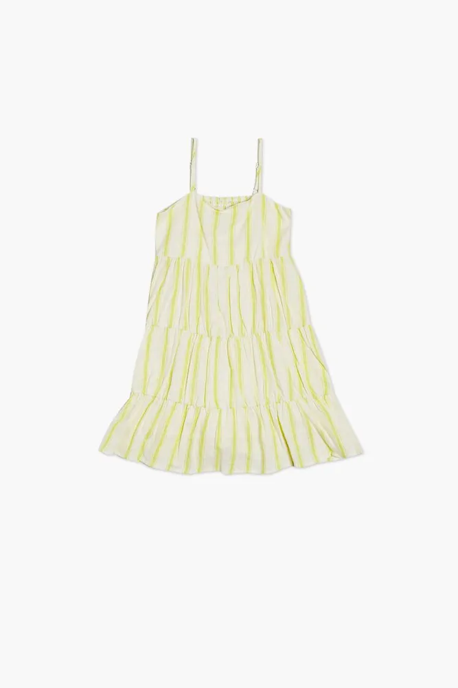 Girls Linen-Blend Striped Dress (Kids) in Yellow, 11/12