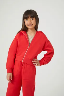 Girls Fleece Zip-Up Hoodie (Kids) in Red, 13/14