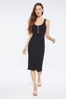 Women's Puka Shell Midi Tank Dress in Black Medium