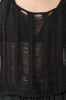 Women's Distressed Sweater-Knit Tank Top in Black Medium
