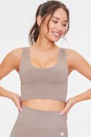 Women's Seamless Ribbed Sports Bra in Taupe Small